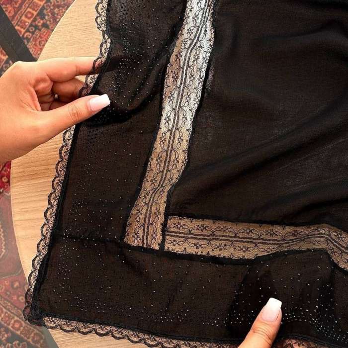روسری کرپ مشکی جت بلک